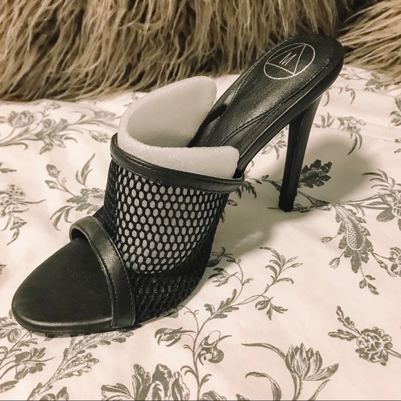 Missguided Mesh Mule Heels in Black - Picture 2 of 4